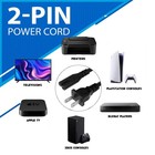 Ac 2 Prong C8 Power Cord 5ft Standard 2-slot For Tv Ps4 Ps5 5ft  Black