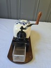 Vintage Wall Coffee Grinder Ceramic Delft Blue Japanese Floral - Very Rare