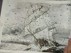   Tri Chem 7284 Sailing Rough Seas Ship Schooner Picture Trichem 18x24 