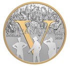2020 Canada Silver Proof Set With V-e Day 24k Gold Plated Silver Dollar Coin