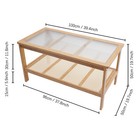 Wood Rectangle Coffee Table 2 Tier Glass Top Table Living Room Furniture Table