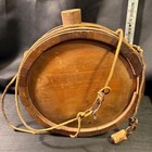 Antique Wooden Staved Drum Canteen Civil War Style Copper Bands Leather Strap