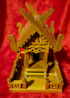 Thai Spirit House Temple Thailand Teak Wood Hand Carved 10    Tall  6 5  Wide Flaw