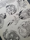 Original 1989 Vintage Shop Used Kari Barba Tattoo Flash Sheet Dragon  Wizard
