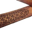 Vintage Western Tooled Leather Belt With Brass Buckle Brown Floral Pattern