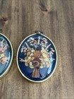 Vintage Cideart Belgium Dried Flower Wall Art Set Of 2     One Glass Cracked