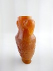 Vintage Chinese Hand Carved Carnelian Agate Handled Vase Monster Face 152 8g