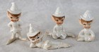 Lot 4 Vintage Ceramic Elves Pixies Japan Lefton Figurines White Iridescent Read