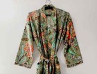 Indian Floral Printed 100  Cotton Robe Long Kimono Sleepwear Night Kimono Dress