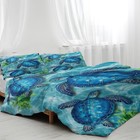 Sea Turtle Pattern Duvet Cover Set 3 Pieces King Size Soft Bedding Set With 2 Pi