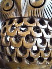Vintage Hand Carved Wooden Owl With Owlet Carved Inside Figurine Retro