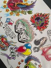 Vintage 1996 Oliver Peck Elm Street Tattoo Flash Sheet New Old School Signed   d