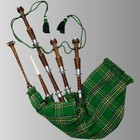 Great Scottish Highland Brown Finish Rosewood Bagpipe With Engraved Brass Silver