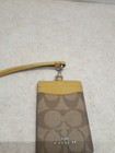 Coach Logo Monogram Id Card Holder Wallet With Lanyard Strap Yellow   Tan