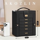 Akozlin Jewelry Organizer Functional Leather Jewelry Storage Case For Women