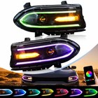 2xvland Led Drl Rgb Projector Halo Headlights For Dodge Charger Srt Gt 2015-2021