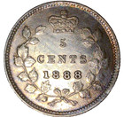 1888 Canadian Silver 5 Five Cent Coin Au Beautiful Condition
