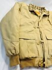 Bomber Jacket Mens Medium Kakhi Plaid Lined Outdoorsman Coat No Hood
