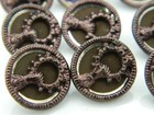 Lot Of 12 Matching Antique Metal  Buttons Multi-construct Hand W  Wreath  1 2 