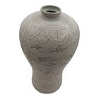 Korean Celadon Ceramic Vase Flying Cranes Joseon
