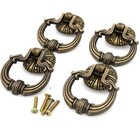 4 Pcs Vintage Antique Brass Ring Pull Handles For Drawer Cabinet Dr    Fast Ship