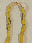      Vintage African Trade Beads Necklace Yellow White Blue Glass 30 Beads     