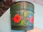 Primitive Vintage Antique Pennsylvania Dutch Wooden Bucket Painted W lid