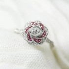 Art Deco Labcreated Diamond Vintage Style Floral Engagement 14k Gold Finish Ring