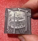 Vtg Printer Letterpress Block Metal On Wood  Some Sort Of Machine Image