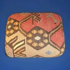 Antique Kilim Upholstered On Foot Stool Heavy   Bun Feet