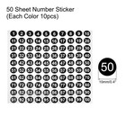 Number Stickers  1-100 Round Number Labels Sticker 5 Colors  50 Sheets