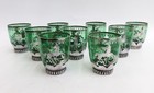 9 Murano Green Colored Glass And Silver Overlay Tumbler Goblets