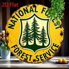 Vintage Round National Forest Service Tin Metal Signs Home D  cor 8x8