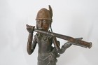 Large 20  Benin Bronze Flute Player Sculpture Edo Nigeria Art King Oba Messenger