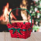 Christmas Gift Basket Multipurpose With Handle With Bow Xmas Tote Basket