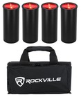Rockville 4 Pack Mini Halo Black Dj Wash Lights bag  Wireless Dmx rechargeable