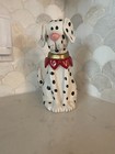 Ceramic Dalmatian Dog Figurine Spotted Pup With Gold On Red Heart Collar