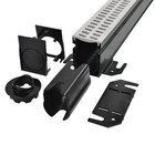Slim Channel Drain Kit - 2-1 4  X 6 Ft  - Gray Grates Complete Installation Set