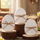 3 Pcs Wooden Easter Bunny Decoration For Home Neutral Rustic Farmhouse Egg