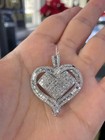 3ct Round Cut Real Moissanite Heart Pendant 14k White Gold Plated Free Chain