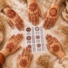 6pc Reusable Mehndi Tattoo Stencil Set Floral Mandala Henna Hand Templates Diy