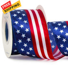Ribbli Patriotic Stars And Stripes Wired Satin Ribbon american Blue white red