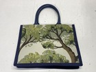 Yuanzhicheng Blue Green Tapestry Tote Bag Embroidered Hummingbird Forest Large