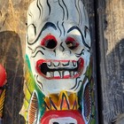 2-pack Hand Carved Painted Wood Tribal Wall Masks  Multicolor Wall Mounted