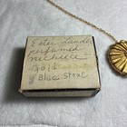 Vintage Estee Lauder Solid Perfume Compact Pendant Necklace Blue Cabochon  full 
