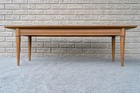 Mid Century Danish Modern Mable   Woodgrain Formica Surfboard Coffee Table - 48