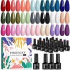 24 Pcs Gel Nail Polish Set - 21 Colors  Base   Top Coat  Matte   Glossy Finish 