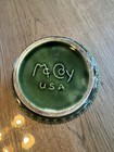 Vintage Mccoy Green Glaze Beaded Banded Planter Base Attached 3 75  Tall Usa