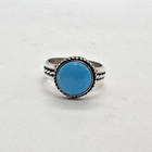 Carolyn Pollack Relios 925 Sterling Silver Round Turquoise Ring Size 7