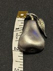 Pewter Rhinestone Pear Fruit Brooch Pin Silver Tone Costume Jewelry Vintage